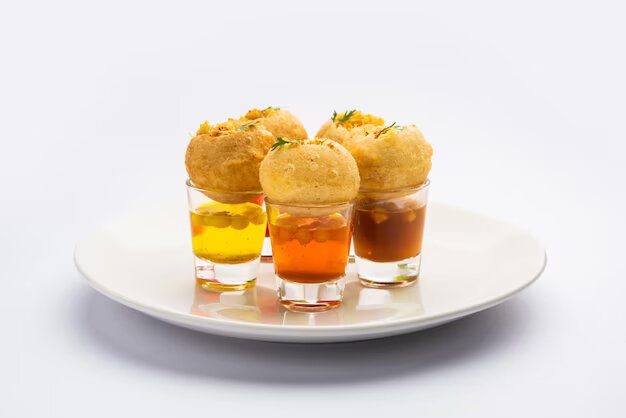 panipuri shot golgappa shots different flavours water served small glasses with stuffed puri indian starter snack_466689 80436 1